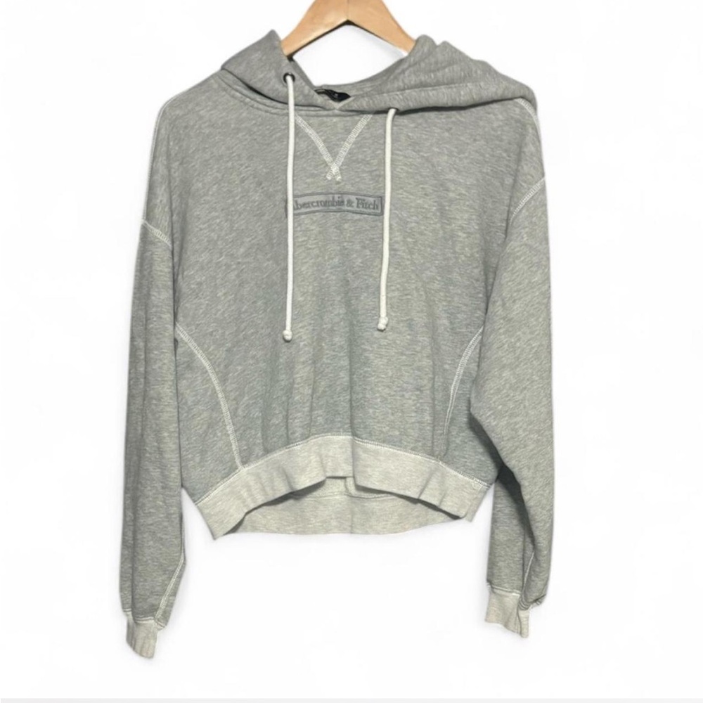 Abercrombie & Fitch Womens Cropped Hoodie Gray Pullover